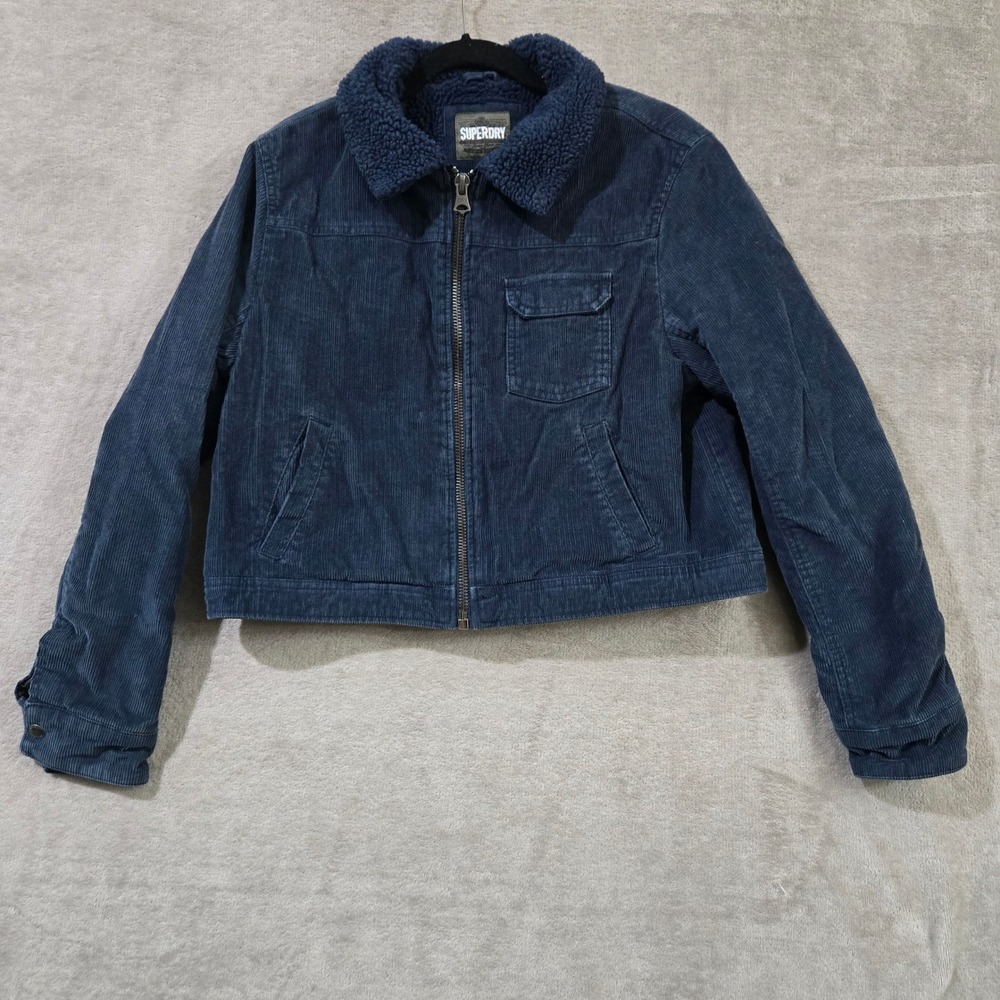 Superdry Corduroy Sherpa Trucker Jacket Women Medium Utility Y2K Workwear Fall